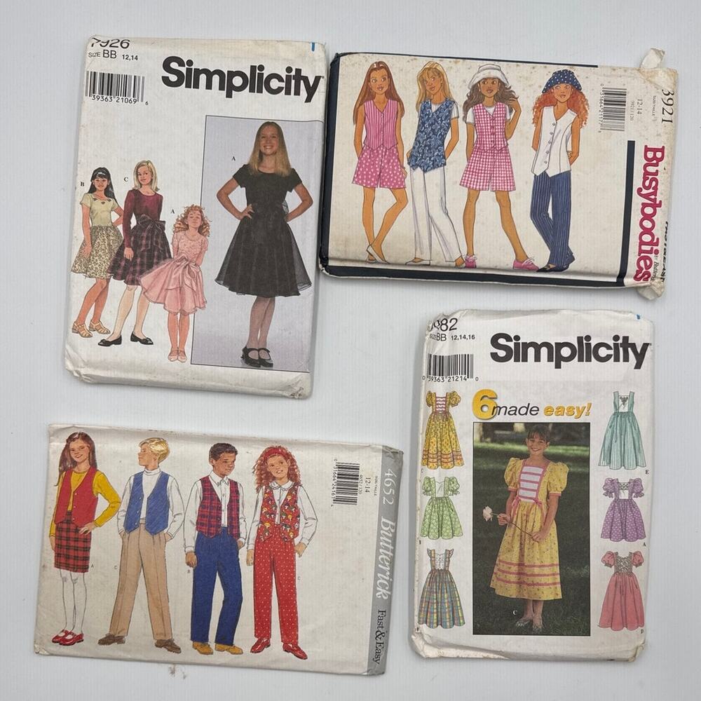 Kids Teen Sewing Pattern 7 Lot Butterick Simplicity Coat Dress Sweatshirt Pants
